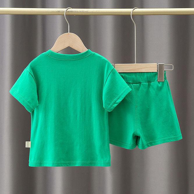 Комплект летней одежды для девочек, комплект из двух предметов для малышей, повседневная детская спортивная одежда с короткими рукавами с рисунком, модная