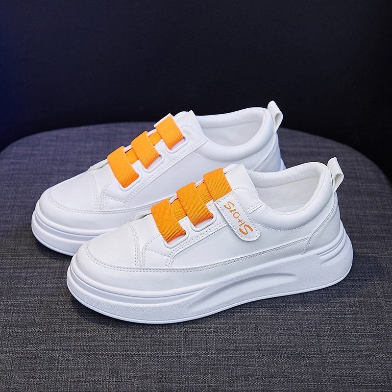 Velcro Little White Shoes Women's Versatile 2025 Spring New Women's Shoes Street Shot Thick-soled Leather Single Shoes Flat-soled Women's Shoes Tide