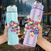 1PC Confetti Colorful Heart Burst Print 750ml Color Plastic Sports Water Bottle Leakproof Flip Straw Lid Suitable for Sports Office Home Use