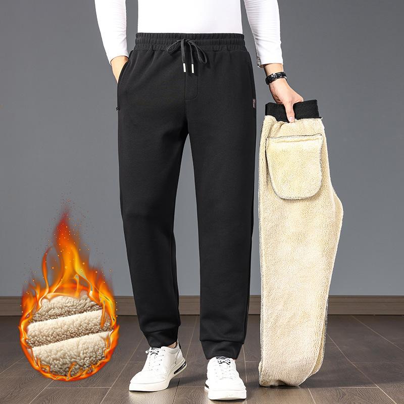 M-8XL Большие размеры Мужские спортивные повседневные брюки Зимние овечьи бархатные утолщенные удобные прямые свободные защитные брюки