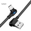 Twitch 90 Degree Elbow Micro USB Type C Fast Charging Cable for Android