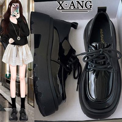 Маленькие кожаные туфли в стиле колледжа, туфли Мэри Джейн, весенние новые на платформе, кожаные детские одинарные туфли