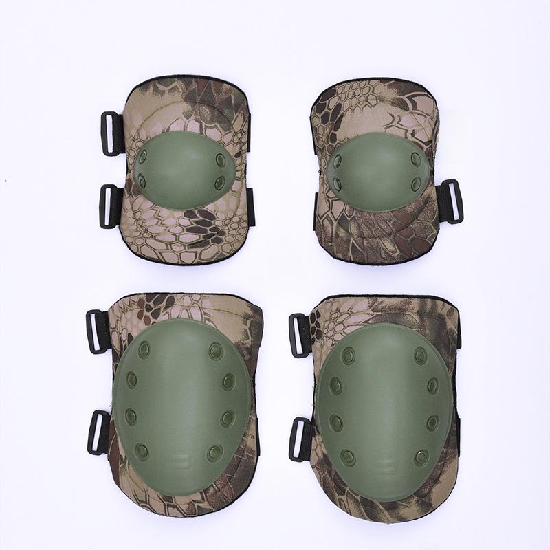 Камуфляжные тактические наколенники и комплект защитного снаряжения для велоспорта, военных и альпинизма - 4 предмета