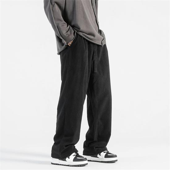 2024 Men Casual Pants Loose Corduroy Straight Pants Elastic Waist Sweatpants Fashion Streetwear Men Sports Jogger Trousers