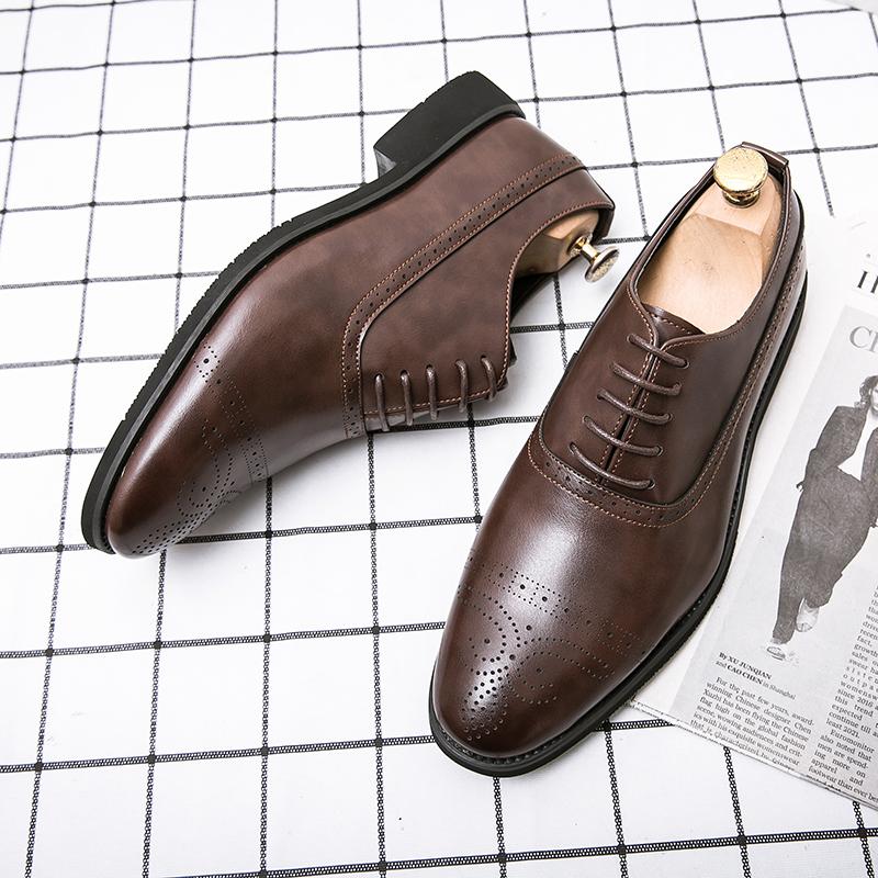 Fashion Business Fashion Dress Shoes Men Shoes Black Brown Lace Up Business Office Block Shoes Luxury Social Shoes Size 38-48 Men Shoes