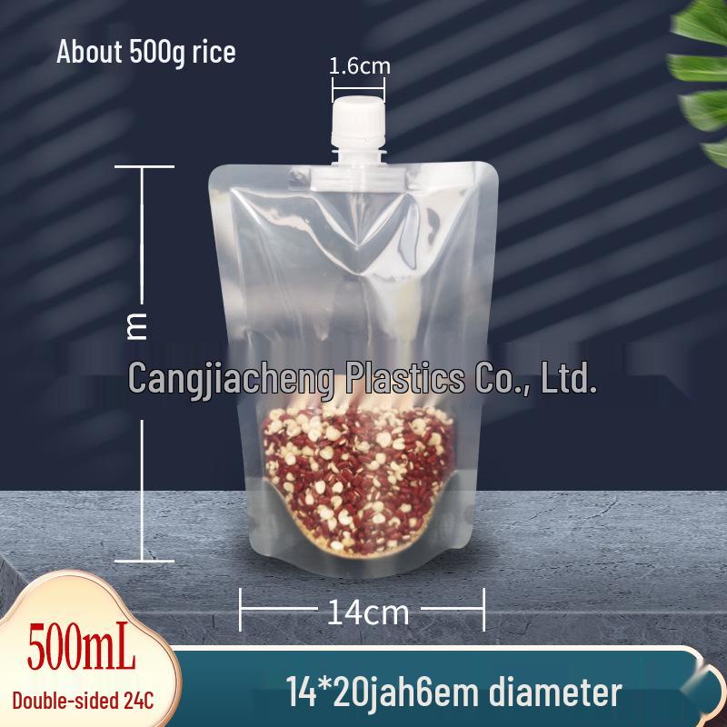 Large Transparent Spout Pouch for Grain Storage and Easy Portioning