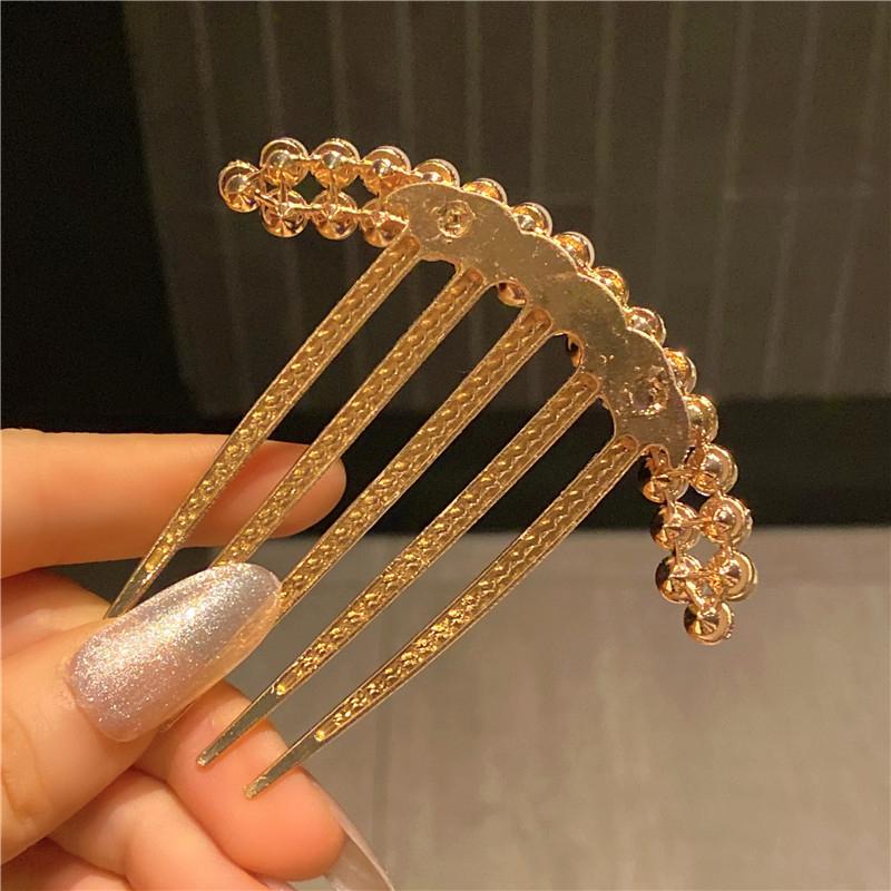 Simple Pearl Water Diamond Metal Pan Hair Insert Comb Hair Comb Hairpin Mother'S Day Holiday Gift Hair Accessories