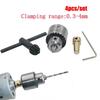 4pcs/set Micro Motor Drill Chucks Clamping 0.3-4mm Taper Mounted Drill Chuck with Chuck Key 3.17mm Brass