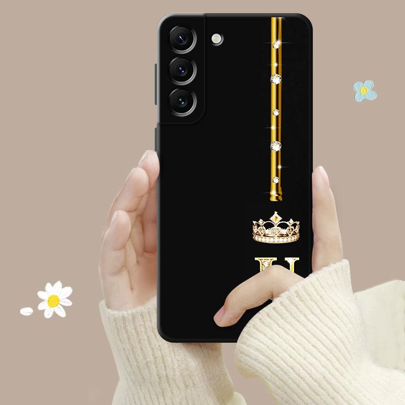 Чехол для телефона Samsung Galaxy S23 S22 S21 S20 Fe Ultra S10 S9 S8 Plus Note 20ultra 10plus, чехол с бриллиантовой короной, королевой, королем, буквой