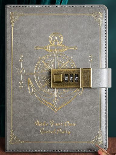 B6 Leather Journal Password Book with Lock Creative Diary Notebook Thickened Thermal Binding Couple's Gift Birthday Hardcover