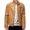 Мужская мотоциклетная кожаная куртка Slim Fit Short Coat Lape PU Jackets Autumn New Zip Stand Windproof Leather Coat