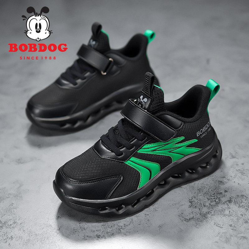 Babu bean boys' sports shoes 2025 autumn new running shoes leather surface waterproof, non-slip and shock-absorbing children's casual shoes