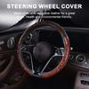 2Pcs Wood Grain Steering Wheel Cover Anti-Slip Odorless Heat-Resistant Universal Fit Faux Leather Car Steering Wheel Sleeves