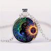 Fashion Sun Moon Pattern Glass Alloy Pendant Necklace for Men Women