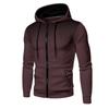 Mens Solid Color Hooded Zip-Up Sweatshirt Loose Fit Casual Sportswear Long Sleeve