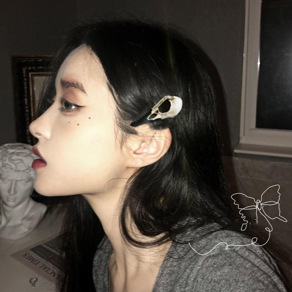 Halloween Party Hairpins Crow Head Skull Hair Clips Animal Skull Hairpins Women Duckbill Clips