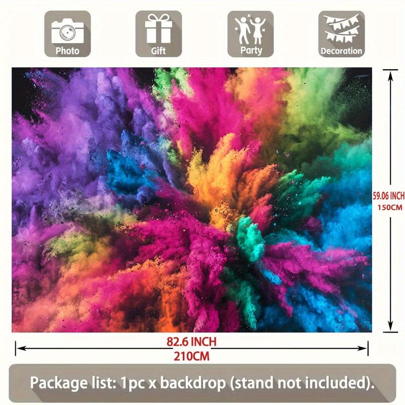 Party Backdrop Banner - Colorful Abstract Splash Design, Polyester Photo Background for Festival Party, Home Decor & Studio Props (90.5x70.8 inch)