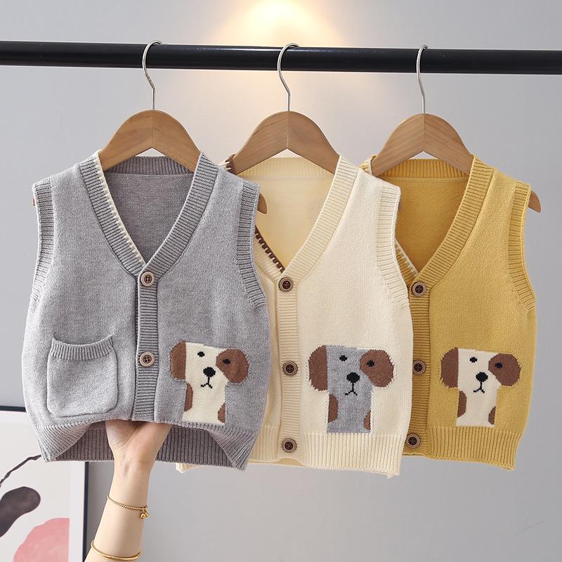 2026 Spring/Autumn Boy's Sleeveless Knit Cardigan Vest