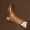 23 Autumn New Thick-soled Round Head Polished Double Zipper Martin Boots Women's Thick Heel Muffin Bottom Brown Retro Short Boots