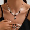 Wedding Full Diamond Jewelry Set Necklace Stud Earrings Banquet Party Jewelry Two-Piece Set
