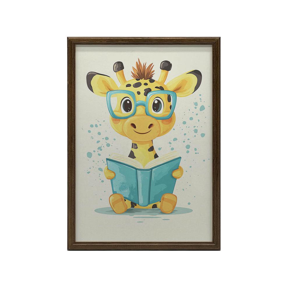 Plakat Wesoła Żyrafa W Krainie Baśni Plakat Wesoła Żyrafa W Krainie Baśni, 30X40 Cm, Bez Ramy, Płótno Premium Na Blejtramie