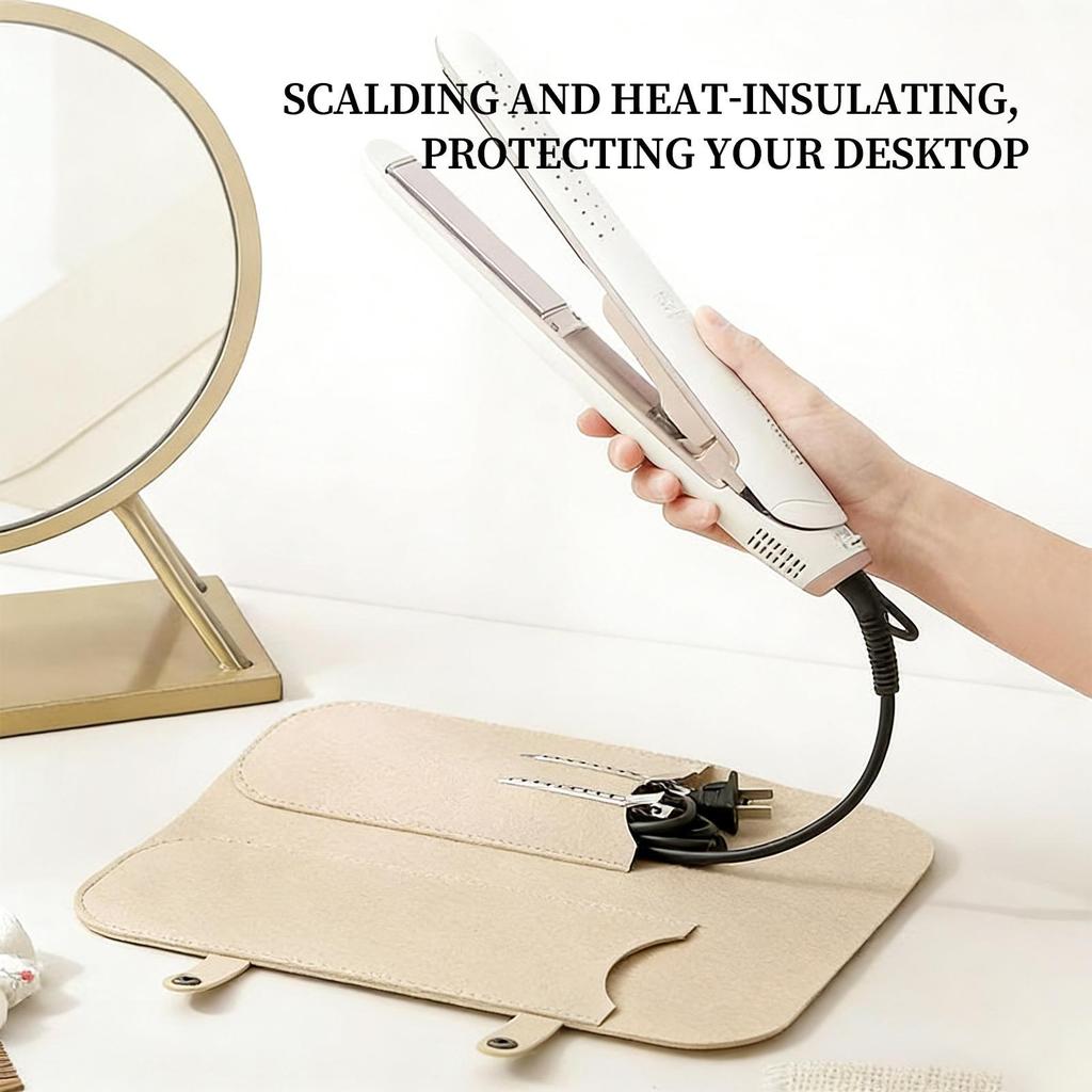 Heat Resistant Curling Iron Travel Bag for Straightener Curler Hair Styling Tools Storage Pouch Insulation Pad for Attachments