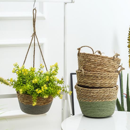 Подвесное кашпо из хлопковой веревки, прочная плетеная вручную корзина для цветов, деревенский шарм, держатель для растений, горшок для выращивания орхидей