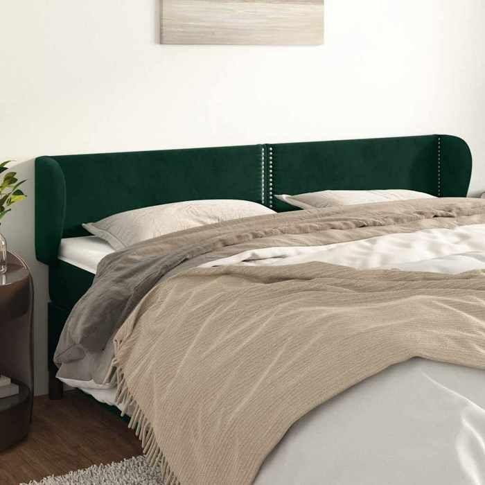 Maison Exclusive - Tête de lit avec oreilles Vert foncé 203x23x78/88 cm Velours