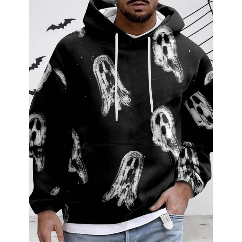 Толстовка с капюшоном на Хэллоуин для мужчин и женщин, повседневная мода, новая 3D-печатная забавная модель черепа-призрака, пара одинаковых карнавальных топов
