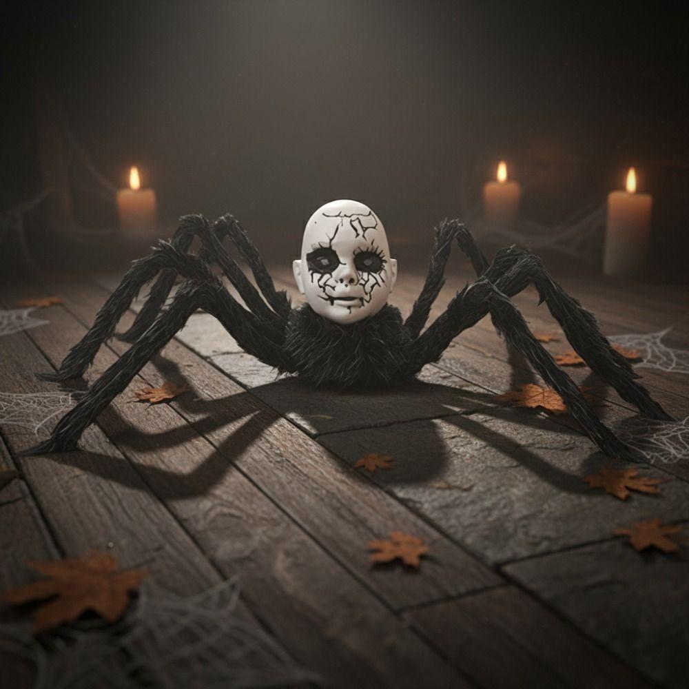 Plush Leg Halloween Electric Walking Spider Glowing Eye Halloween Spider Ornament Bar