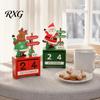 Christmas Home Decor Countdown Blocks, Days Until Wooden Desk Ornament, Cute Festive Party Photo Prop Santa Snowman Reindeer Advent Calendar
