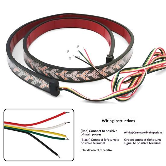 Светодиодная лента заднего фонаря Гибкая водонепроницаемая светодиодная лента для задней двери с указателем поворота, стоп-сигналом, последовательными янтарными и красными огнями для грузовиков, прицепов