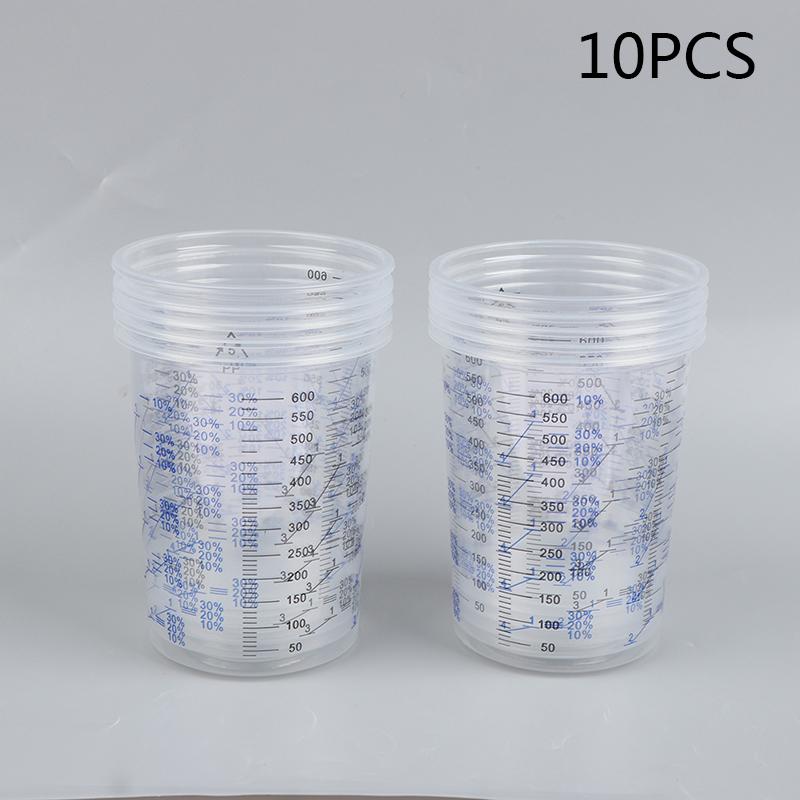 10/50pcs Paint Mixing Calibrated Cup Plastic Paint Mixing Cups 600ml Mixing Pots