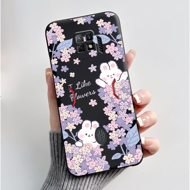 For Nubia Red Magic 7 Pro Case NX709J Back Cover Cute Heart Rabbit Black Soft TPU Phone Case For Red Magic 7S Pro NX709S Shell