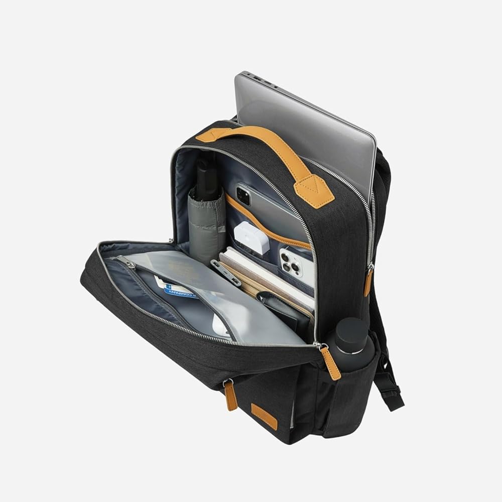Nordace Siena Pro 15 Smart Backpack with USB Port - 16-inch Laptop Backpack, 20L, Daily Backpack for Travel, Everyday Use, and Work, Black-Brown, Stan