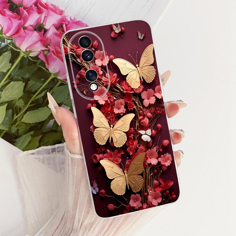 For Honor 70 70Pro Pro+ Cute Flower Butterfly Cat Painted Case For Honor70 70 Pro Plus 5G Soft Silicone TPU Phone Cases