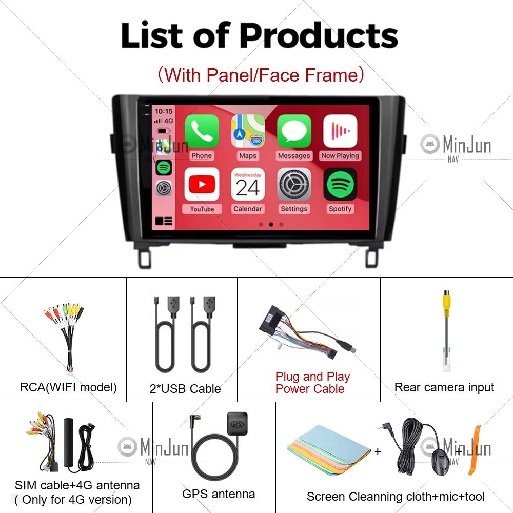 Беспроводной CarPlay&Auto Android 14 Радио для Nissan Qashqai J11 X-Trail 3 T32 2013-2017 Автомобильный Мультимедиа GPS Навигация Авторадио