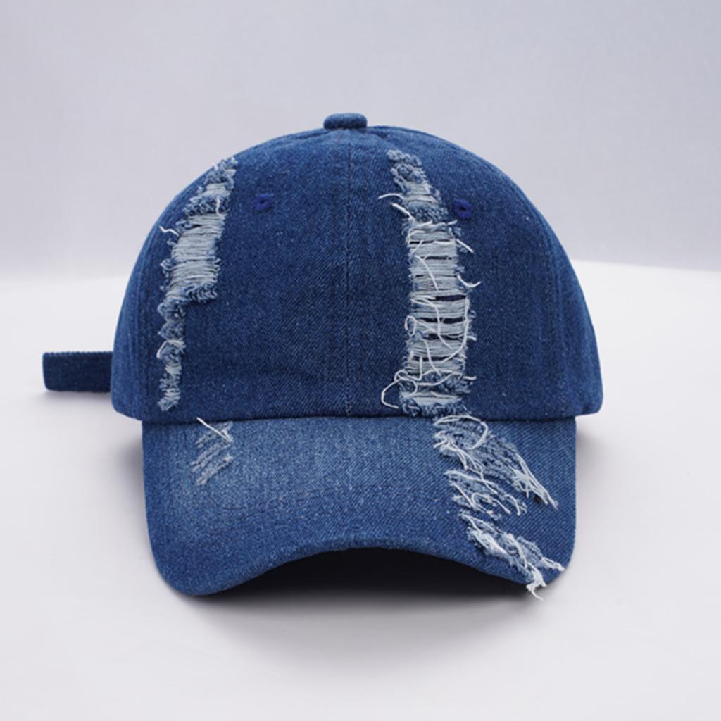 Ripped Cowboy Baseball Cap Big Head Circumference Deep Top Cap Women's Autumn Sports Breathable Hat