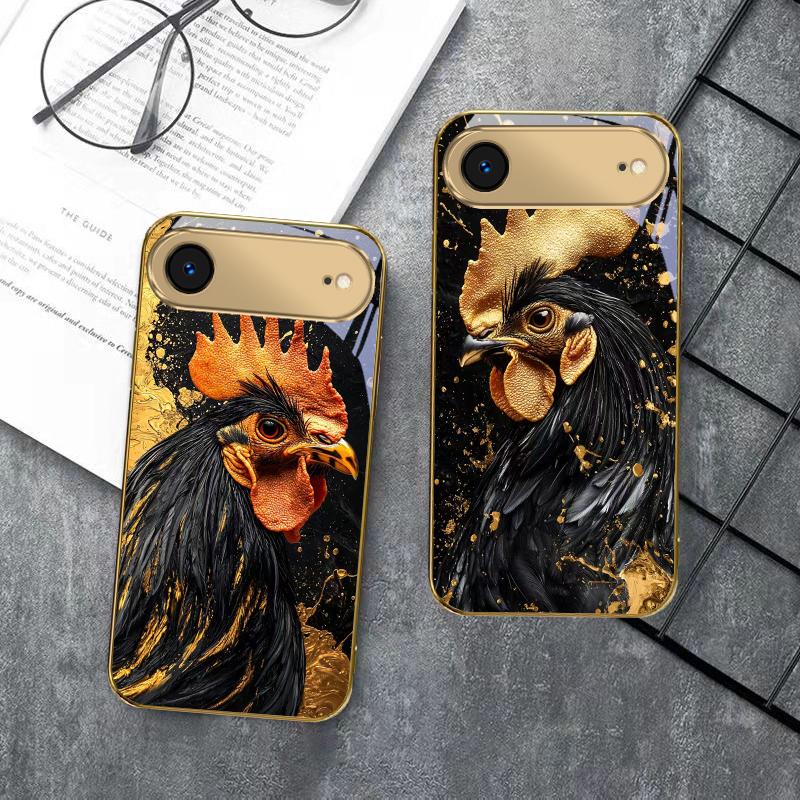 Смелый Золотой Петух Для IPhone 17Pro Max 16 17 Pro 15 Pro 14 13 Plus 12 Mini 11Pro Max XR 16E 17 Air Золотой стеклянный чехол для телефона