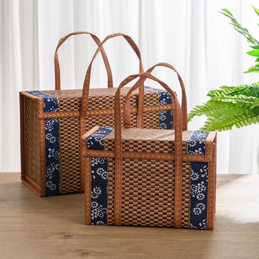 Camping Special Outdoor Picnic Hand-Woven Storage Box Storage Basket Bamboo Products Gift Box