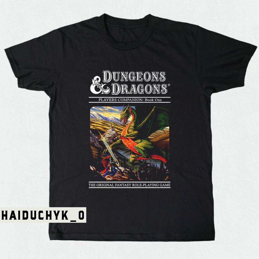 Dungeons & Dragons Ретро Обложка Унисекс Черная Футболка Размер S-5XL Унисекс Футболка