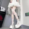 Women Bandage Stripe Long Stockings Female Japanese Lolita Jk Y2k Sexy Summer Cross Long Stockings Long Tube White Stockings