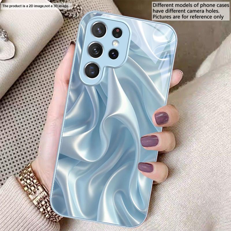 Золотой шелк волн Для Samsung S26 S22 S8 S9 S10 S20 Ultra S21 Pro S22 Plus S23 FE S24Ultra S25 Edge S24+ Стеклянный чехол для телефона