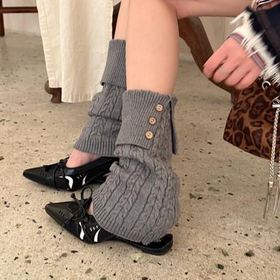 Ретро гетры с пуговицами и отворотами, вязаные косами: Гольфы Slim Fit для подиумной моды Осень-Зима
