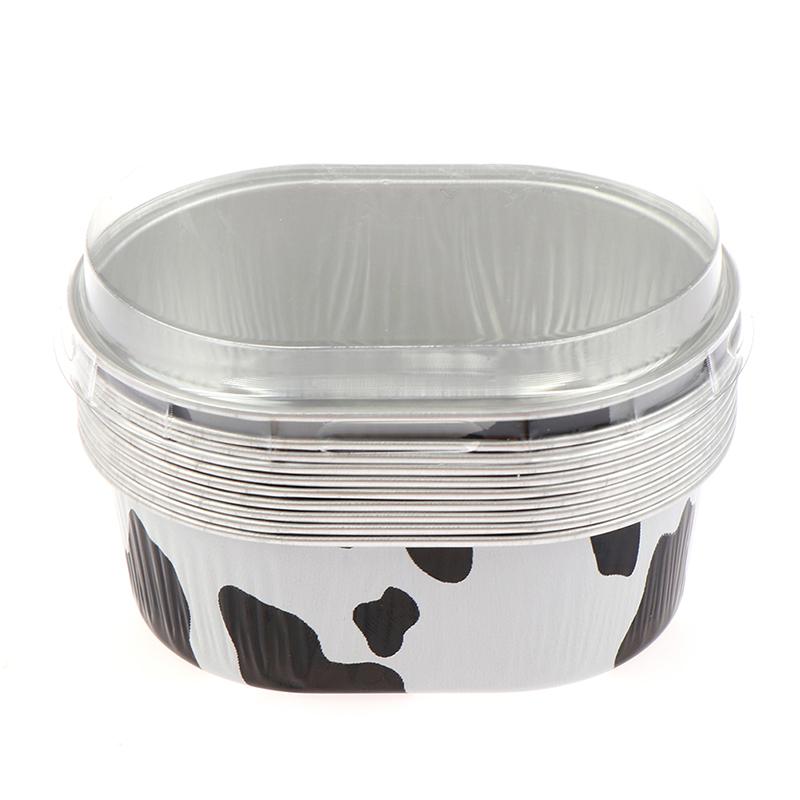 10Pcs Aluminum Foil Baking Cup Heat Resistant Cake Cups Mold With Lid Cupcake