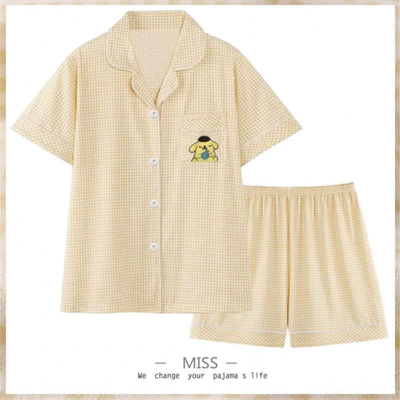 "Crayon Shin-chan" Large Size Women's Pajamas Women's Summer Short Sleeve Japanese Student Cartoon Cute Loungewear Set