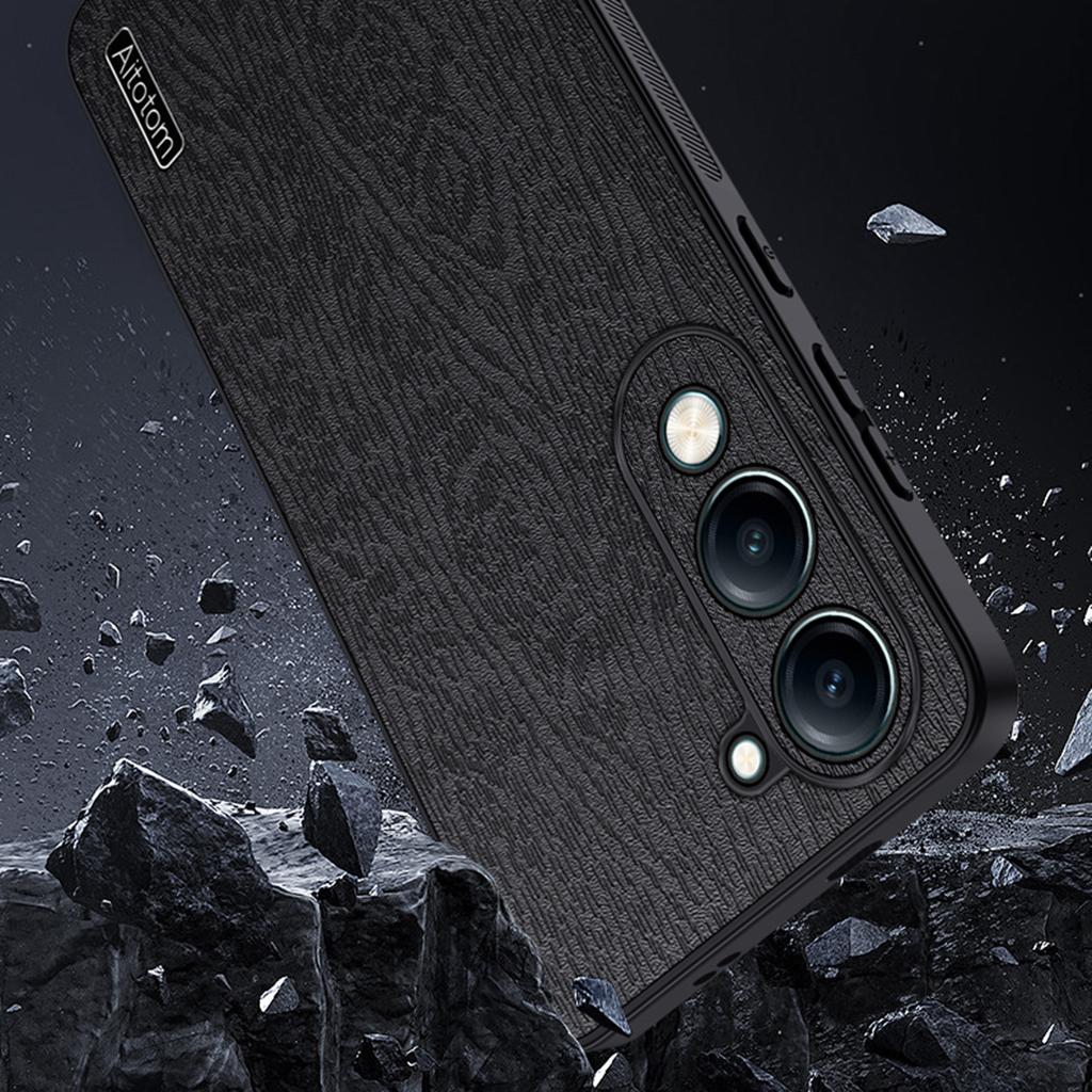 Для vivo Y04 4G Чехол Текстура дерева Покрытый ПУ кожей ПК ТПУ Чехол для телефона