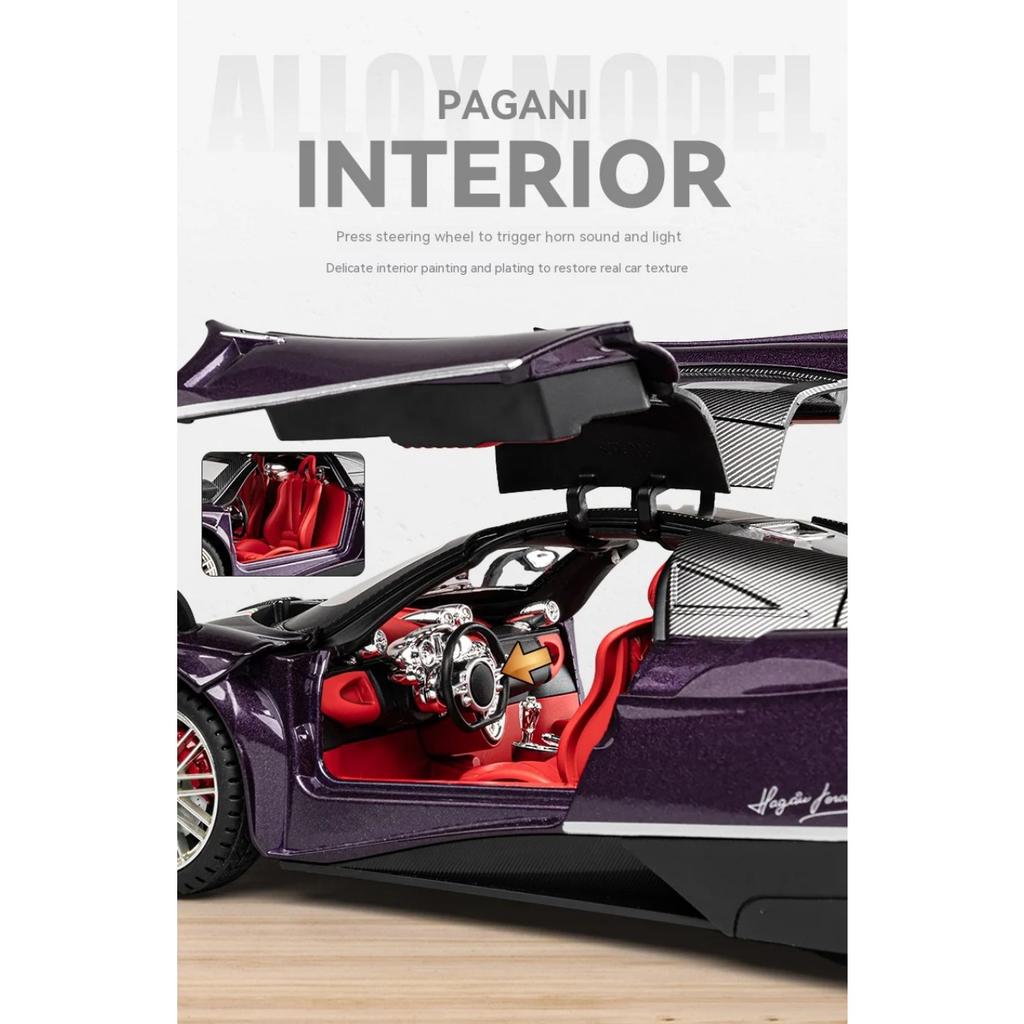 Модель спортивного автомобиля Pagani Huayra Dinastia в масштабе 1/18, литой металлический, модель гоночного автомобиля, симуляция звука и света, детская игрушка, подарок