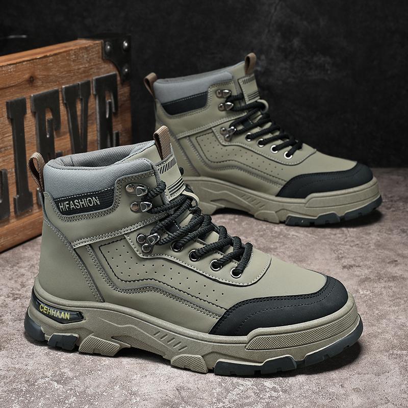 Autumn and Winter High-top Martin Boots Tooling Locomotive Shoes Tide Shoes Non-slip Outdoor Hiking Shoes Men's Shoes