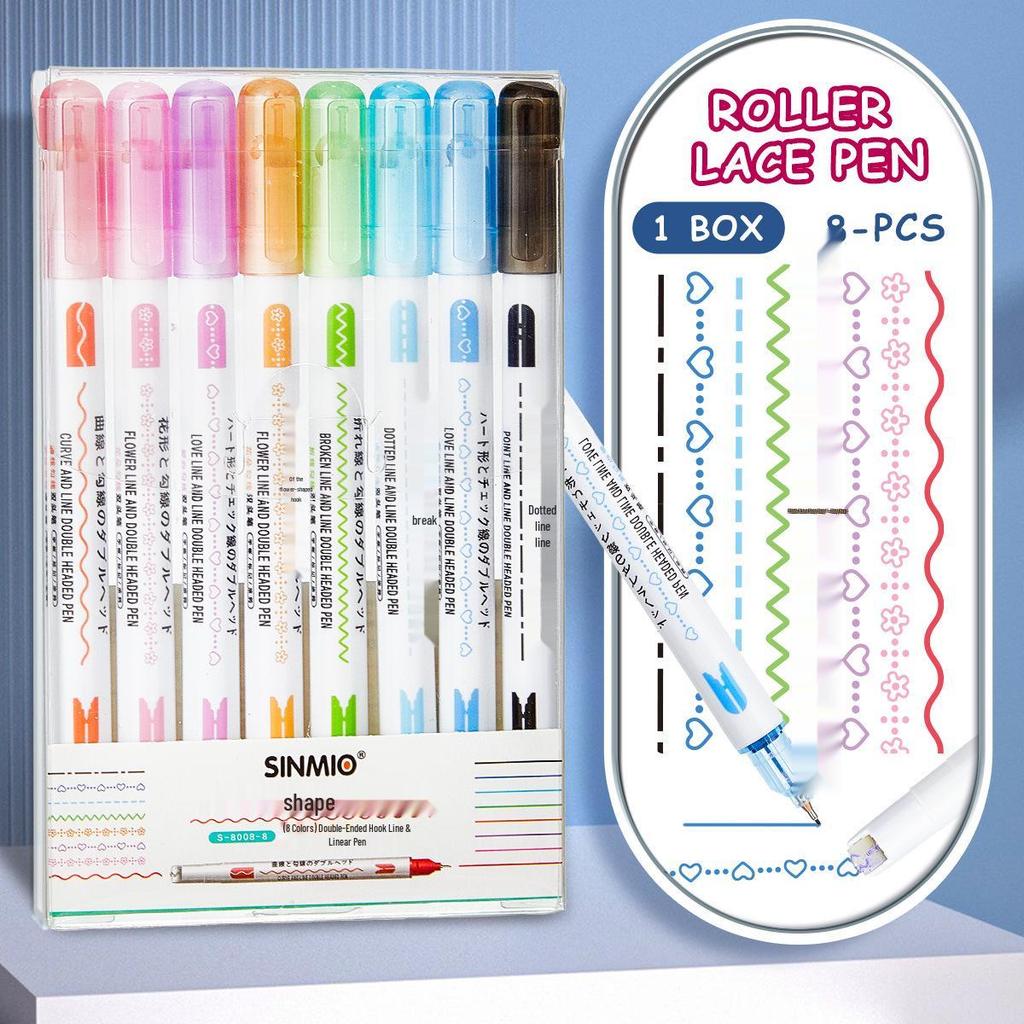 Star Seed Double-Ended Quick-Drying Color Pen Set - 8 Colors for Creative Journaling & Flower Outlines